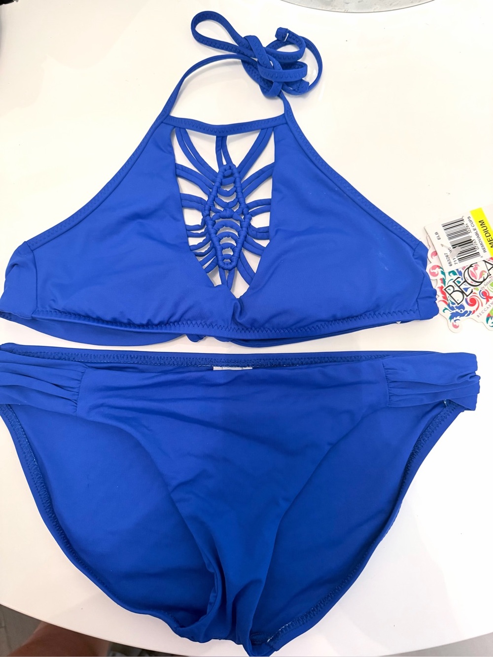Becca Janis Bikini top and bottom. Electric Blue swimsuit. Size: Medium